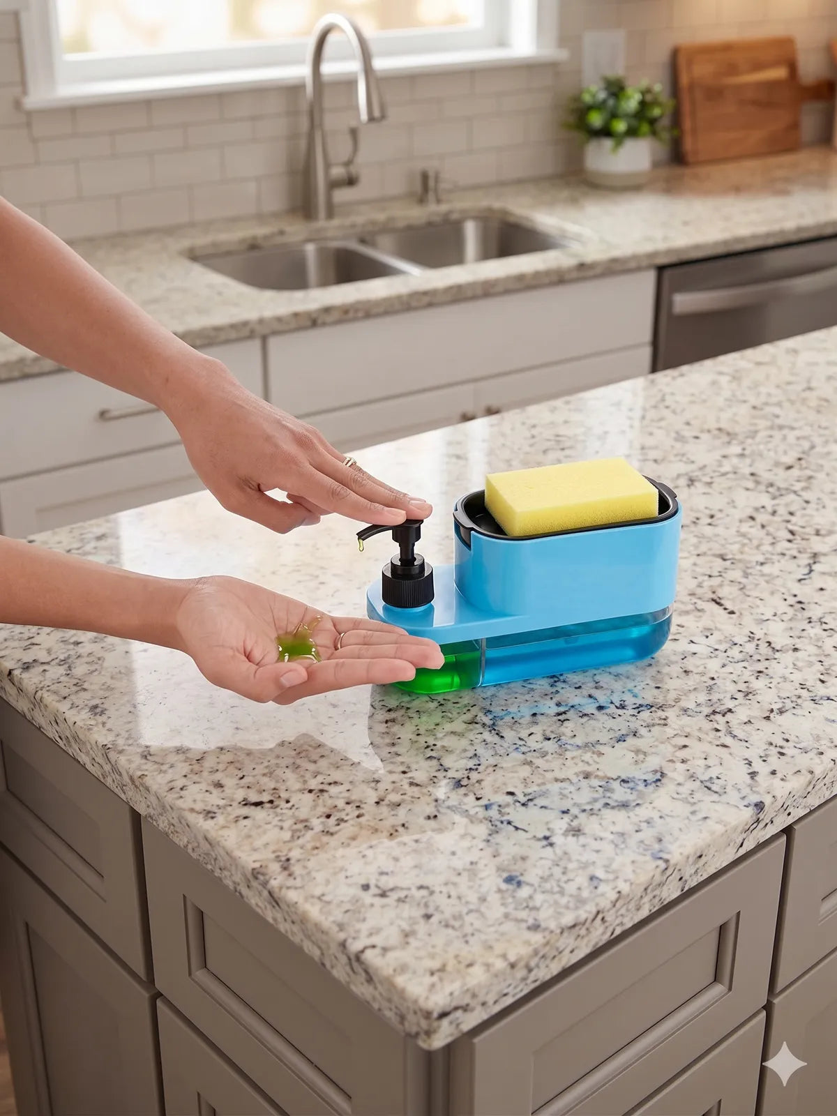 3-in-1 Kitchen Sink Organizer with Soap Dispenser, Handwash Pump & Sponge Holder