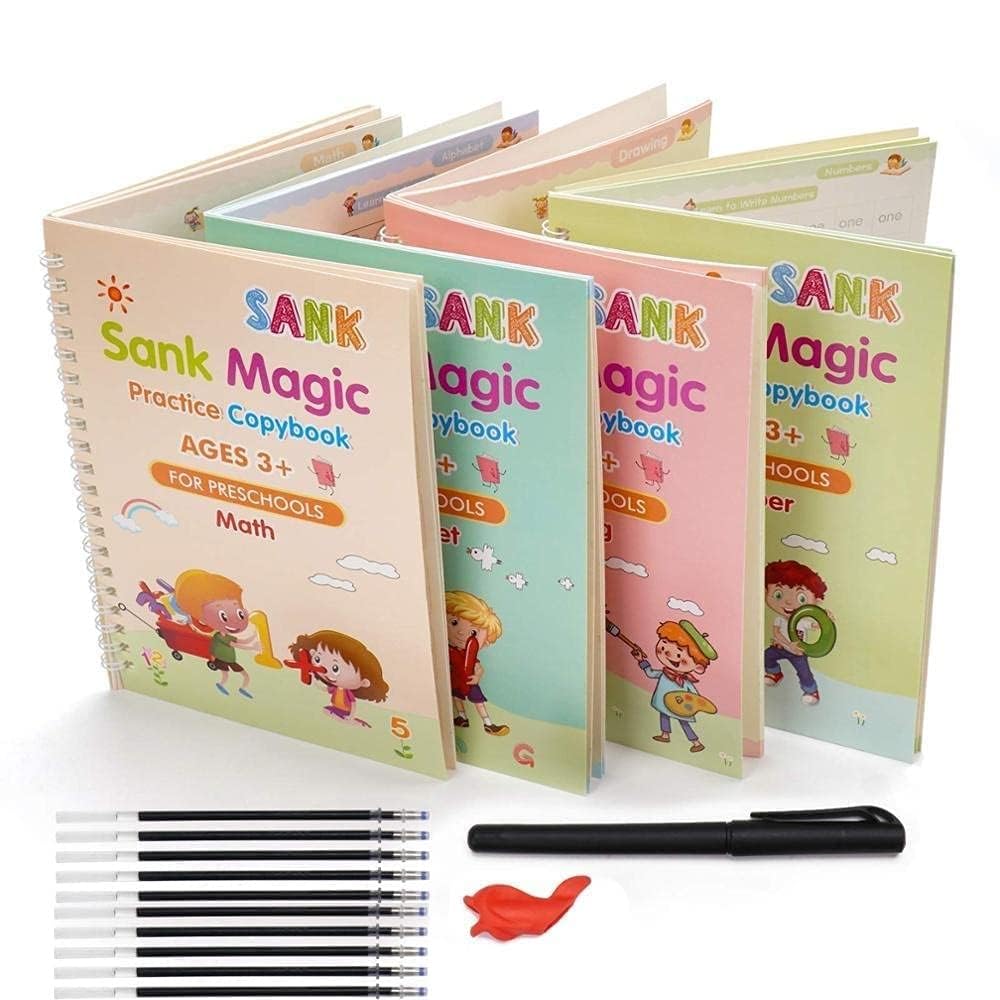 WriteMagic — Reusable Handwriting Practice Kit for Kids | 4 Books + Pen Set | Best Gift for Kids