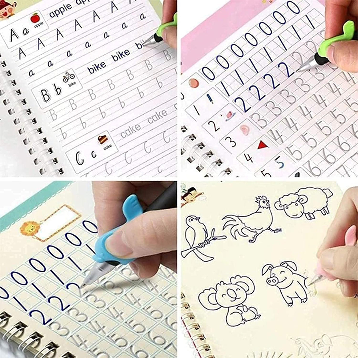 WriteMagic — Reusable Handwriting Practice Kit for Kids | 4 Books + Pen Set | Best Gift for Kids