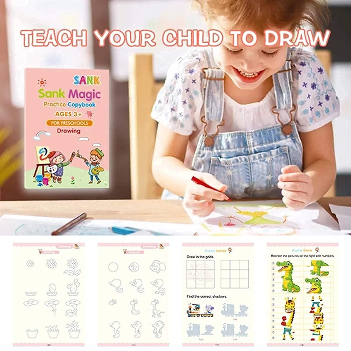 WriteMagic — Reusable Handwriting Practice Kit for Kids | 4 Books + Pen Set | Best Gift for Kids