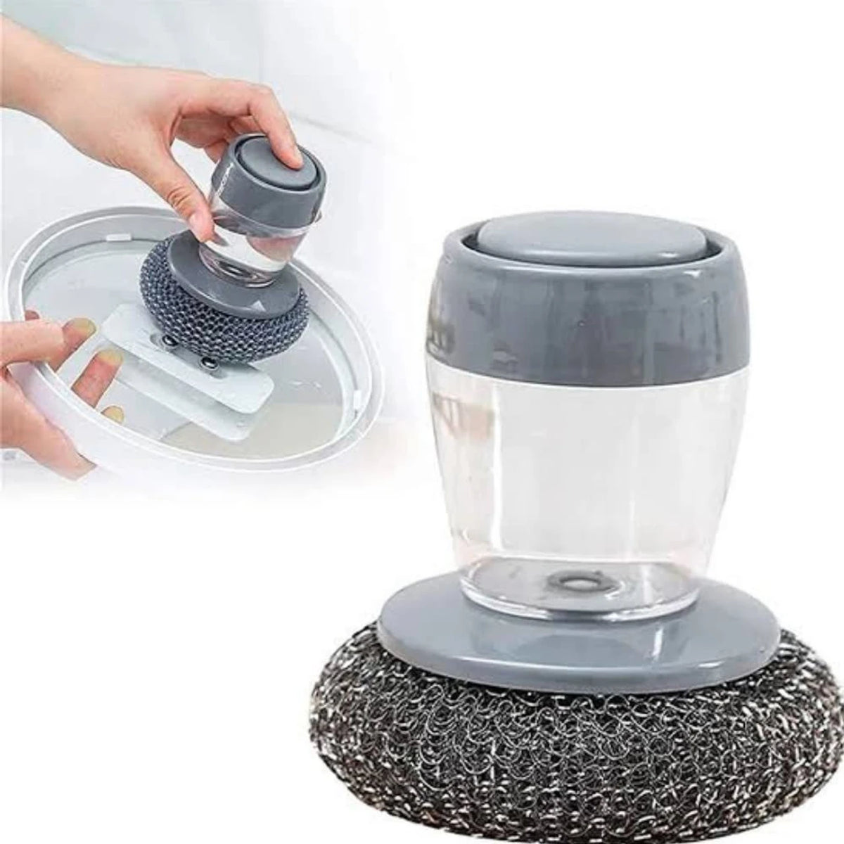 Push Dispenser With Cleaning Brush (Pack Of 2)