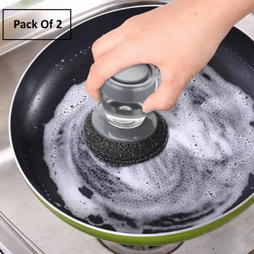 Push Dispenser With Cleaning Brush (Pack Of 2)