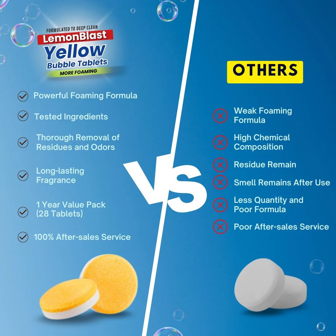 LemonBlast Yellow Bubble Tablets for Deep Cleaning (24 Tablets) (PL)