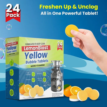 LemonBlast Yellow Bubble Tablets for Deep Cleaning (24 Tablets) (PL)