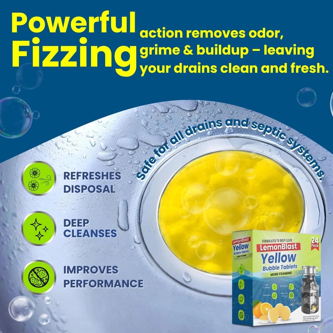 LemonBlast Yellow Bubble Tablets for Deep Cleaning (24 Tablets) (PL)
