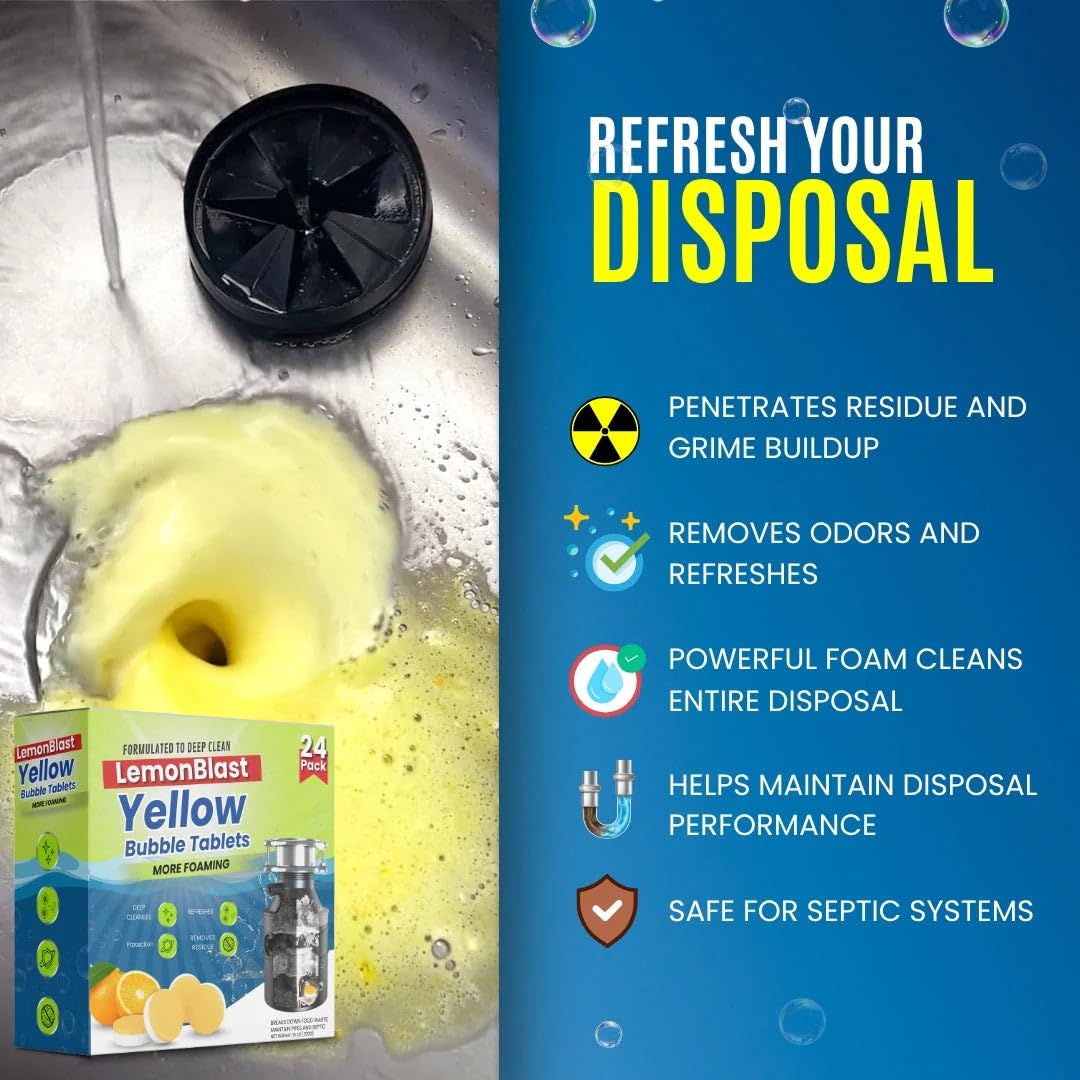 LemonBlast Yellow Bubble Tablets for Deep Cleaning (24 Tablets) (PL)